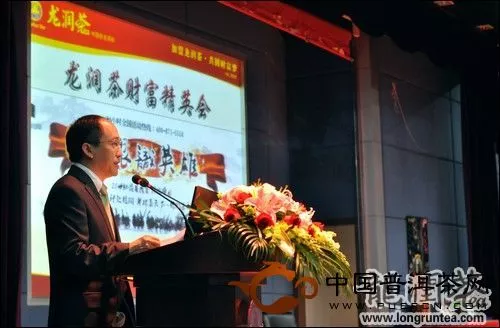 云南龙润茶业集团副总裁杨贵良向投资商介绍龙润茶发展战略