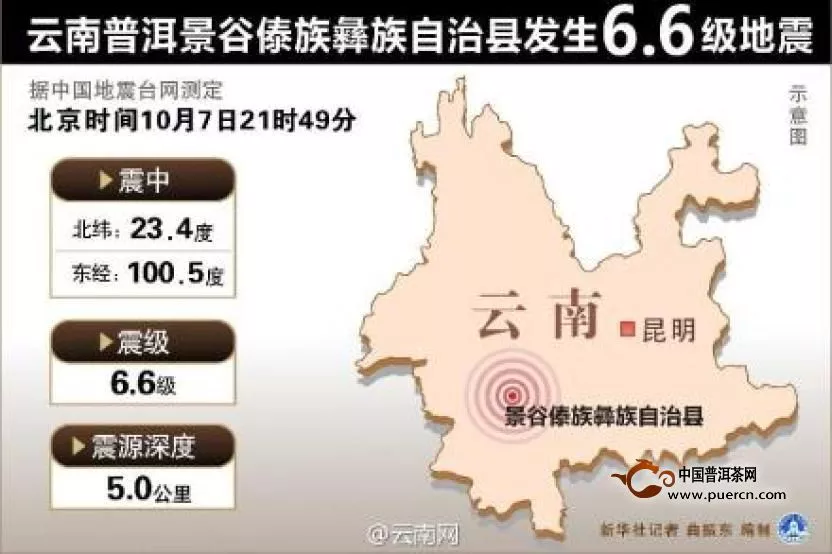 云南普洱茶产地景谷发生6.6级地震