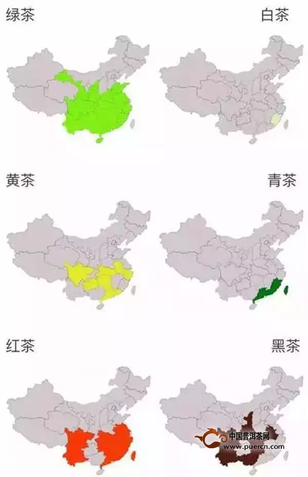 中國六大茶類地域分布詳圖