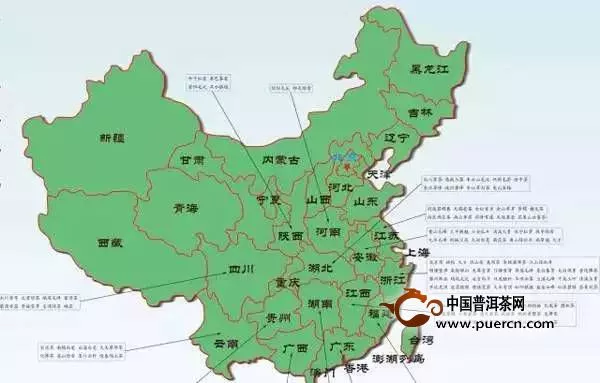 中國六大茶類地域分布詳圖