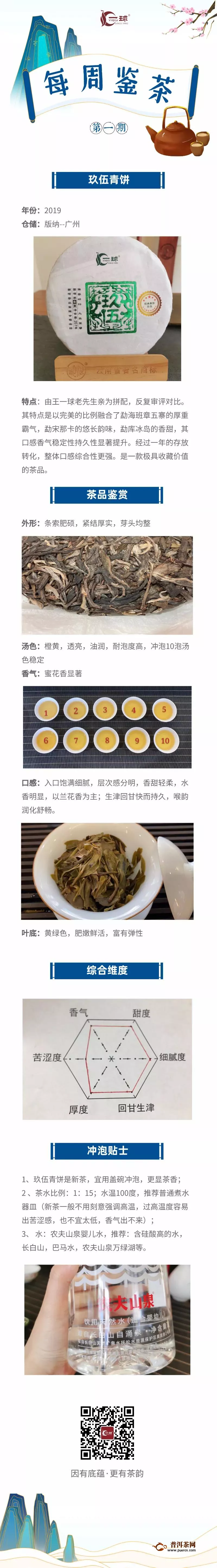 一球茶业每周鉴茶：玖伍青饼